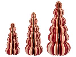 Set of 3 Decorative Christmas Trees Beige and Red DHAULAGIRI