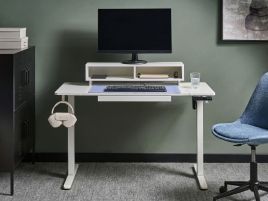 BEKORO Electric Adjustable Standing Office Desk with USB Port - White