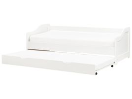 LENER Trundle Bedframe Wood 90 x 200cm EU Single Bed White