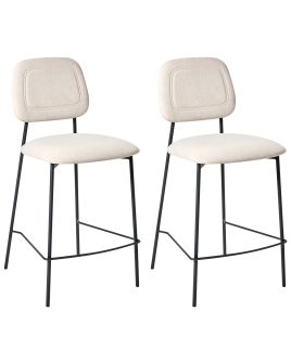 GILLINGMERE Velvet Set of 2 Bar Chairs - Light Beige