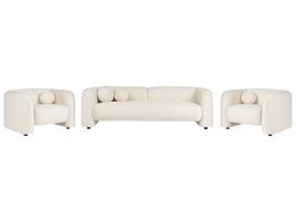 5 Seater Velvet Living Room Set Off-White LEIREN