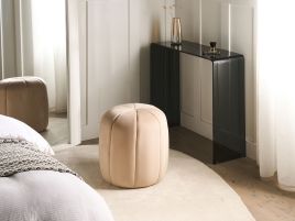NANUFA Velvet Ottoman Pouffe - Beige