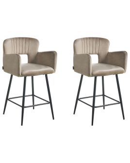 FERNSHAW Velvet Set of 2 Bar Chairs - Taupe