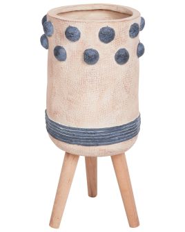 Elevated Plant Pot BLETILLA Ceramic 27 cm Sand Beige