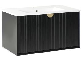 ANDERLEIGH Wall Mounted Vanity Unit with Basin 80 cm - Black