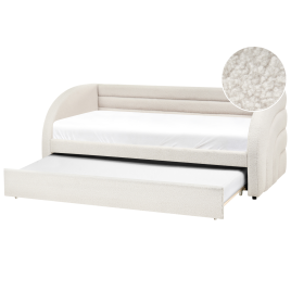 ALBIARO Boucle Fabric Daybed with Trundle - White