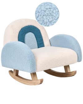 MOBO Boucle Fabric Kids Rocking Chair - Light Blue