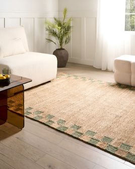 IVORANE Jute Rug- Beige and Green, 160cm