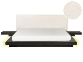 KEWI Bedframe with LED Boucle 180 x 200cm EU Super Kingsize Bed Dark Ash Wood