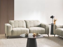 BANUXA Vegan Leather 3 Seater Sofa - Light Beige