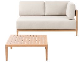 MINWORTH Metal Garden Sofa with Table 2 Seater - Light Brown