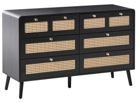 LUMINARA Black Chest of Drawers - Large-sized, 6 Drawers, Double