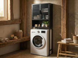 BISOVI Bamboo Wood Bathroom Cabinet - Black