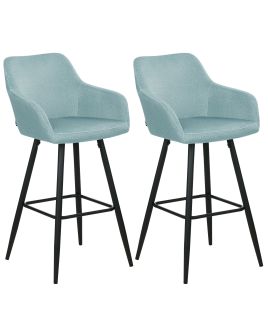 GEDDINGWELL Velvet Bar Chairs Set of 2 - Light Blue