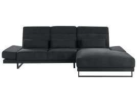 Left Hand Fabric Corner Sofa Black IKAST