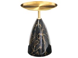 CRESTBOURNE Side Table Metal Marble Effect - Gold