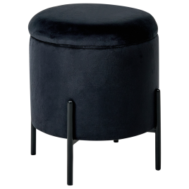 DERVALE Velvet Ottoman Storage Pouffe - Black