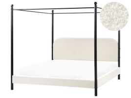 MORIS Four Poster Bedframe Boucle 180 x 200cm EU Super Kingsize Bed Off-White