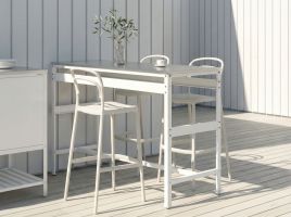 MAENAZ Metal Garden Bar Table - White
