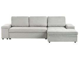 Corner Sofabed - HRESIY Left Hand Facing Fabric with Storage Light Grey