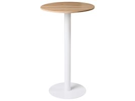 MOORLEIGH Round Bar Table - White with Light Oak