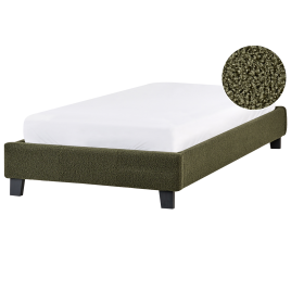 MARETH Single Boucle Fabric Bedframe - Dark Green