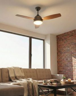 BUPUXI Ceiling Fan with LED Light and Remote -Dark Brown
