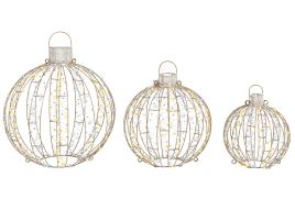 Set of 3 Outdoor LED Decorations Baubles Gold GAROUR