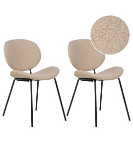 Set of 2 Dining Chairs LUANA Boucle Taupe