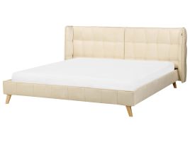 SENNI Bedframe Velvet 180 x 200cm EU Super Kingsize Bed Beige