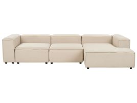 Left Hand 4 Seater Modular Fabric Corner Sofa Beige ARDAL