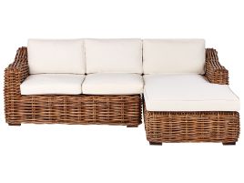 Garden Corner Sofa 3 Seater BRIATICO Left Hand Rattan Natural