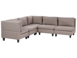 5-Seater Right Hand Modular Corner Sofa Brown UNSTAD