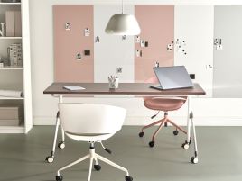 FEXUFA Foldable Office Desk - Dark Brown and White, 160cm
