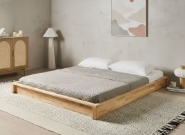 DITAXI Super Kingsize Rubberwood Bedframe without Headboard - Light Brown