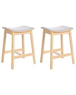 Set of 2 Bar Stools DIXON Wood Light Grey
