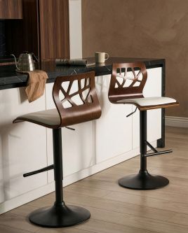 SARUXO Faux Leather Bar Stool Set of 2 - White and Black