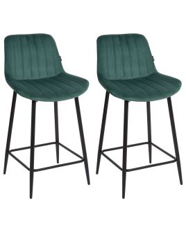 Set of 2 Bar Chairs DUBROVNIK Velvet Emerald Green
