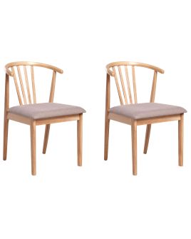 FIRTHMERE Wooden Dining Chairs - Set of 2 - Light Brown with Taupe