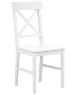 BARELE Set of 2 Dining Chairs Poplar Wood White