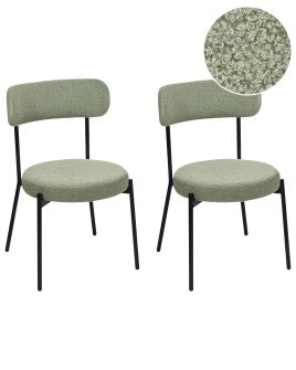 Set of 2 Dining Chairs ALLISON Boucle Light Green