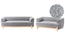 WRENTHORPE Fabric 3 Seater and 2 Seater Sofa Set - Dark Grey