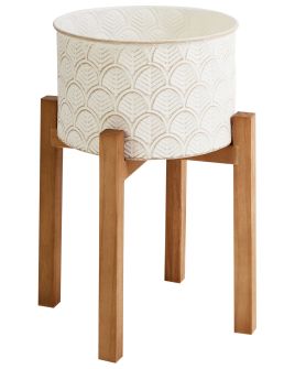 RESOE Elevated Plant Pot Metal 20 cm Off-White