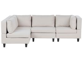 4 Seater Right Hand Modular Fabric Corner Sofa Light Beige UNSTAD