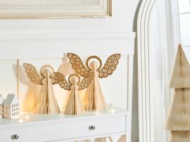 FELERO Christmas Decor Angels Figurine Set of 2 - Beige