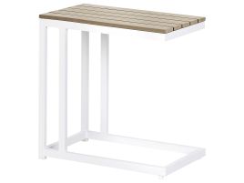 Garden Side Table Light Wood and White MESSINA