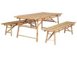 Garden Dining Set 4 Seater TINDARI Bamboo Wood Light Brown