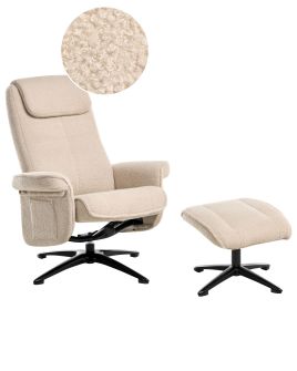 HALDENFORD Boucle Fabric Swivel Recliner Chair - Beige
