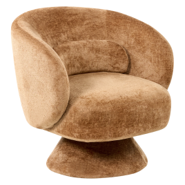 LIKESA Chenille Swivel Chair - Golden Brown