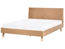 WEZERNIS Bed Wood Veneer 140 x 200 cm (EU Double) Light Brown